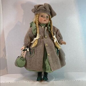 Vintage 2001 Angelina Collection Green and Brown Doll with Accessory